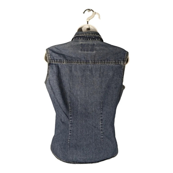 Levi's Strauss & Co. Blue Denim Jean Work Shirt Vest Button Down S - Picture 7 of 9